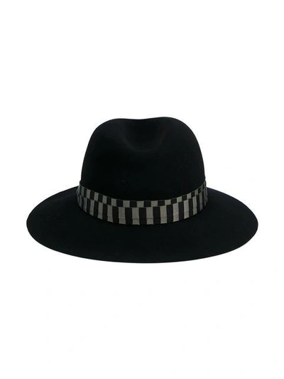 Shop Maison Michel Black Green Henrietta Bondage Fedora Hat