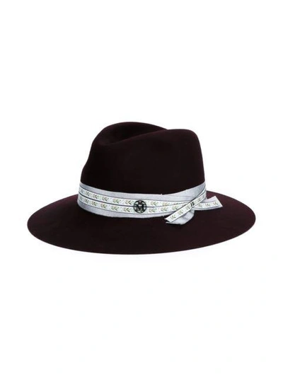 Shop Maison Michel Burgundy Wool Henrietta Fedora Hat In Red
