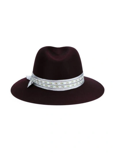 Shop Maison Michel Burgundy Wool Henrietta Fedora Hat In Red