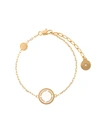 Marc Jacobs Logo Disc Bracelet In Black And Gold Brass - Jewelry Us