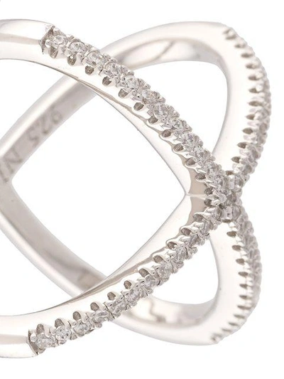Shop Nialaya Jewelry Überkreuzter Ring Aus Sterlingsilber In Grey