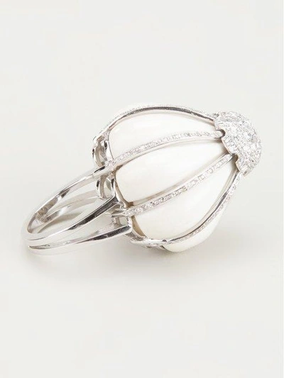 Shop Francesco Demaria 18kt White Gold And Diamond Flower Ring In Metallic