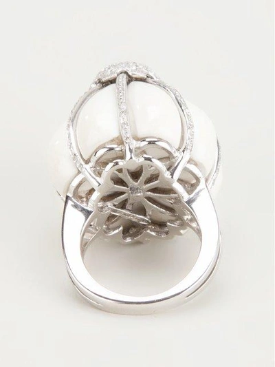 Shop Francesco Demaria 18kt White Gold And Diamond Flower Ring In Metallic