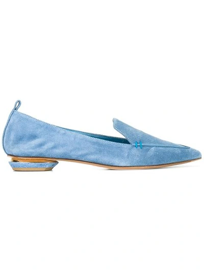 Nicholas Kirkwood 'beya' Metal Heel Suede Skimmer Loafers In Blue