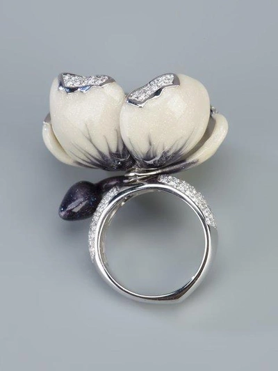 Shop Madame 18kt White Gold And Diamond Tulip Ring In Metallic