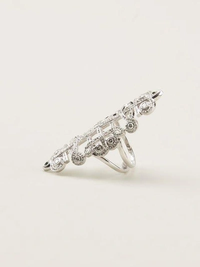 Shop Nikos Koulis Pavé Diamond Embellished Ring In Metallic