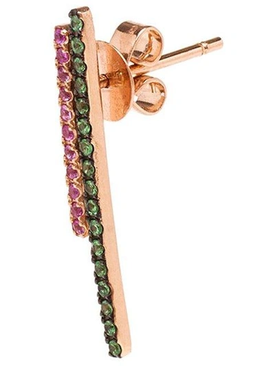 Shop Asherali Knopfer Tsavorite And Sapphire Bar Earring In Multicolour