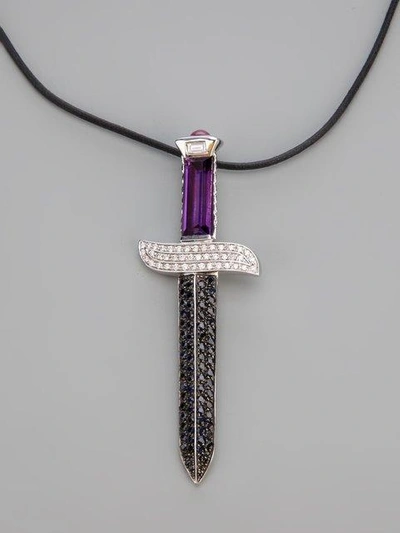 Shop Gavello Diamond Dagger Pendant Necklace In Black