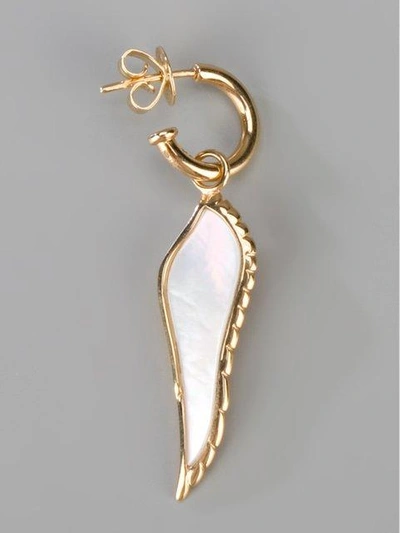Shop Garrard 18kt Yellow Gold Pearl Wing Earrings In Metallic ,white