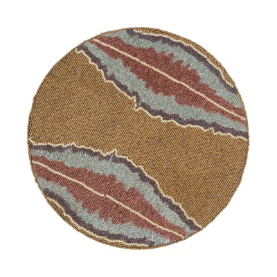 Tiramisu Brown Lagon Beaded Placemat In Multi