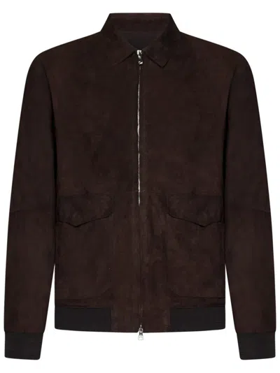 Franzese Collection Tailored Dark Brown Suede Bomber Jacket In Brown