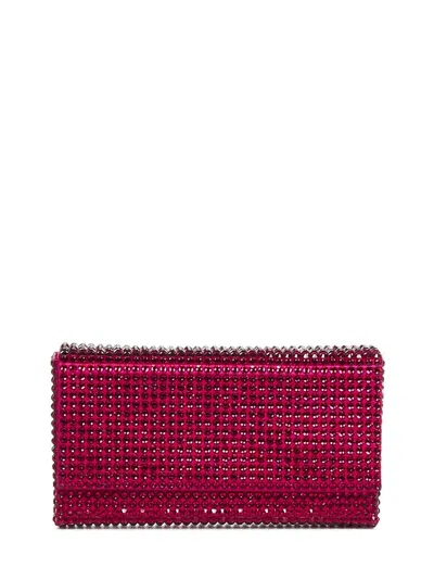 Amina Muaddi Super Amini Paloma Ruby Clutch In Burgundy