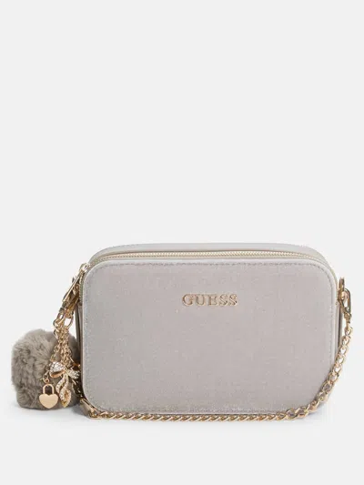 Guess Factory Holly Faux-fur Crossbody In Gray
