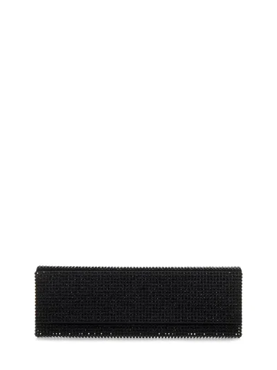 Amina Muaddi Black Silk Satin Clutch In Black