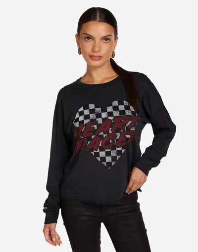 Lauren Moshi Luella Long Sleeve Drop Shoulder Tee In Black