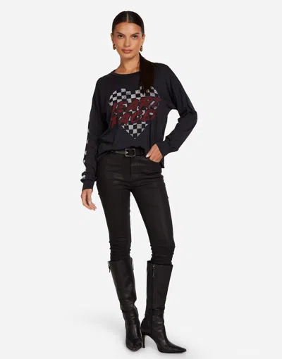 Lauren Moshi Luella Long Sleeve Drop Shoulder Tee In Black