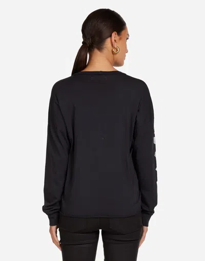 Lauren Moshi Luella Long Sleeve Drop Shoulder Tee In Black