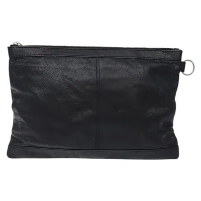 Pre-owned Balenciaga Clip Black Leather Clutch Bag ()