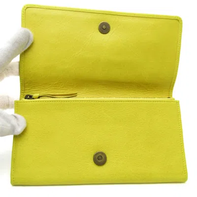 Pre-owned Balenciaga Classic Yellow Leather Wallet  ()