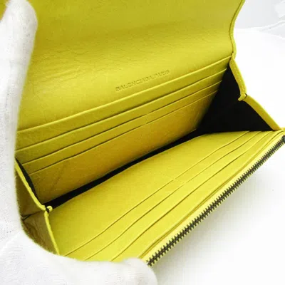 Pre-owned Balenciaga Classic Yellow Leather Wallet  ()