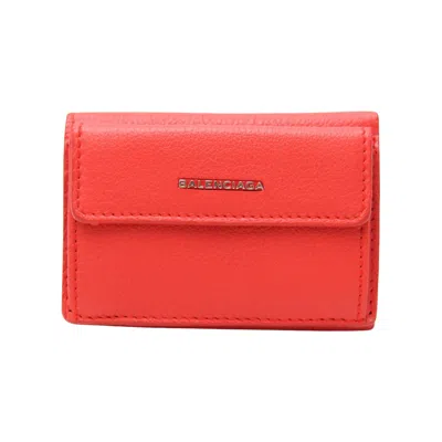 Pre-owned Balenciaga Essential Orange Leather Wallet  ()