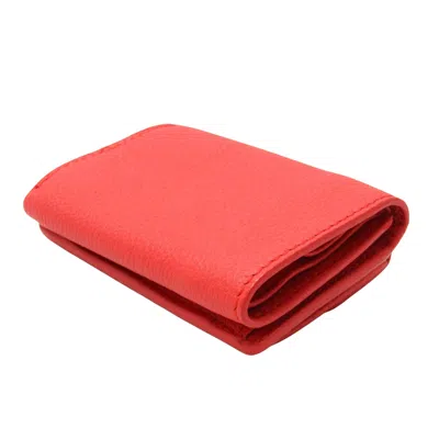 Pre-owned Balenciaga Essential Orange Leather Wallet  ()