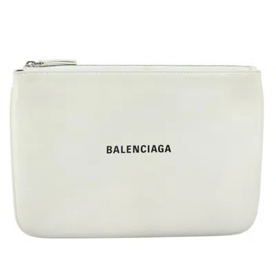 Pre-owned Balenciaga Everyday White Leather Clutch Bag ()