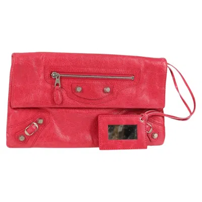 Pre-owned Balenciaga Giant Envelope Red Leather Clutch Bag ()