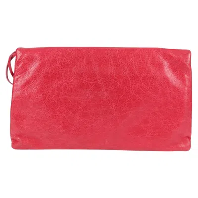 Pre-owned Balenciaga Giant Envelope Red Leather Clutch Bag ()
