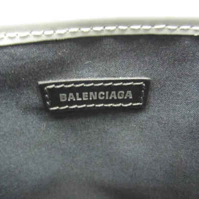 Pre-owned Balenciaga Navy Cabas Grey Leather Tote Bag () In Gray
