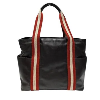 Pre-owned Bally Dark Brown Leather Canvas Tote Bag ()
