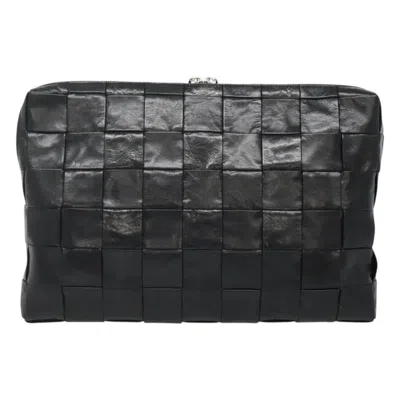 Pre-owned Bottega Veneta Intrecciato Black Leather Clutch Bag ()