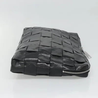 Pre-owned Bottega Veneta Intrecciato Black Leather Clutch Bag ()