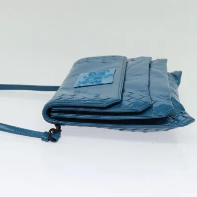 Pre-owned Bottega Veneta Intrecciato Blue Leather Shoulder Bag ()
