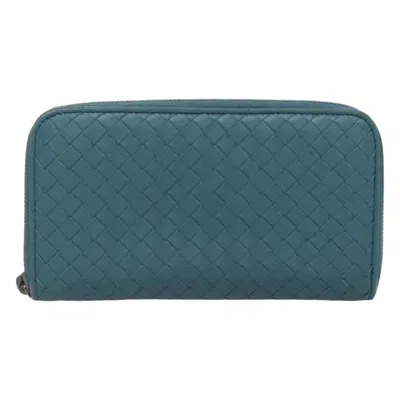 Pre-owned Bottega Veneta Intrecciato Blue Leather Wallet  ()