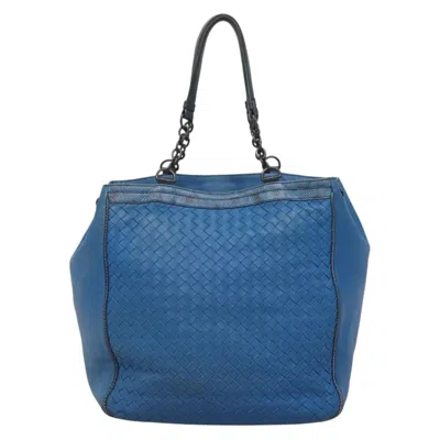 Pre-owned Bottega Veneta Intrecciato Blue Leather Tote Bag ()