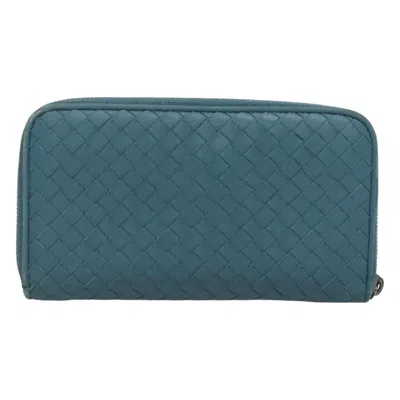 Pre-owned Bottega Veneta Intrecciato Blue Leather Wallet  ()