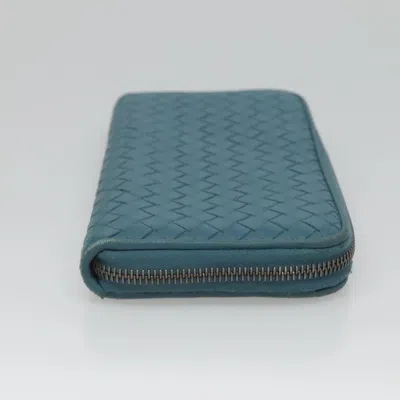 Pre-owned Bottega Veneta Intrecciato Blue Leather Wallet  ()