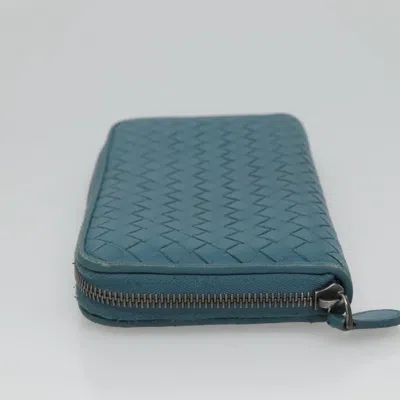 Pre-owned Bottega Veneta Intrecciato Blue Leather Wallet  ()