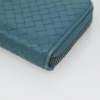 Pre-owned Bottega Veneta Intrecciato Blue Leather Wallet  ()