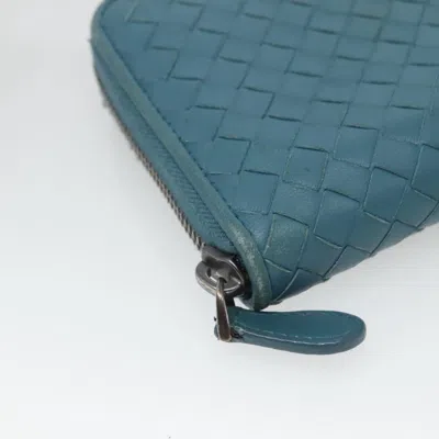 Pre-owned Bottega Veneta Intrecciato Blue Leather Wallet  ()