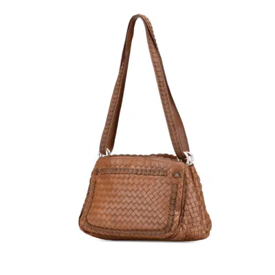 Pre-owned Bottega Veneta Intrecciato Brown Leather Shoulder Bag ()