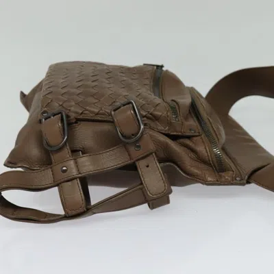 Pre-owned Bottega Veneta Intrecciato Brown Leather Shoulder Bag ()