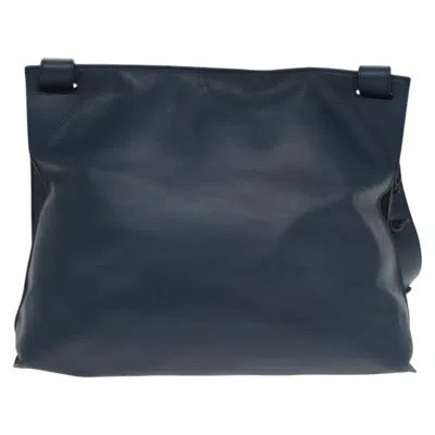 Pre-owned Bottega Veneta Intrecciato Navy Leather Shoulder Bag () In Blue