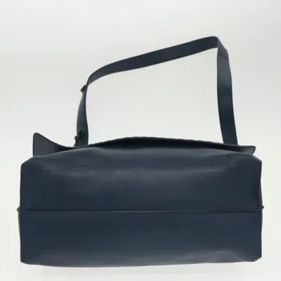 Pre-owned Bottega Veneta Intrecciato Navy Leather Shoulder Bag () In Blue