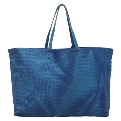 Pre-owned Bottega Veneta Intrecciolusion Blue Nylon Tote Bag ()