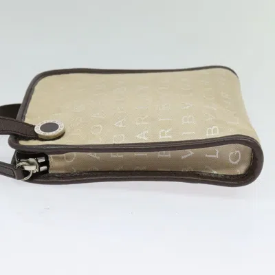 Pre-owned Bulgari Logo Mania Beige Canvas Shoulder Bag () In Sand