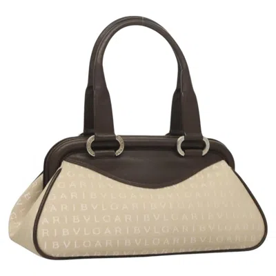 Pre-owned Bulgari Logo Mania Beige Canvas Tote Bag () In Sand