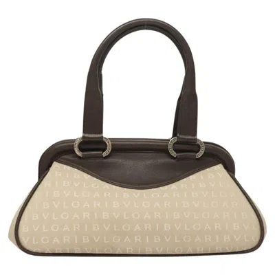 Pre-owned Bulgari Logo Mania Beige Canvas Tote Bag () In Sand