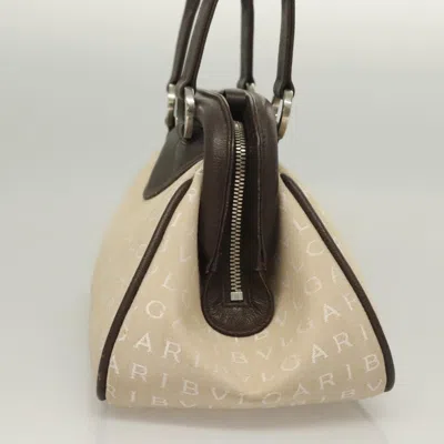 Pre-owned Bulgari Logo Mania Beige Canvas Tote Bag () In Sand